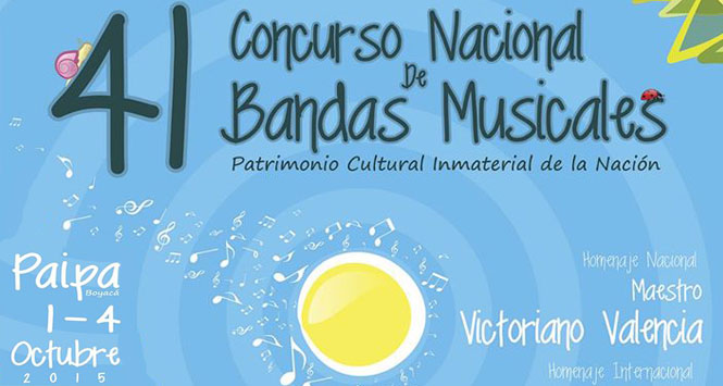 Programación Concurso Nacional de Bandas Musicales 2015 en Paipa, Boyacá
