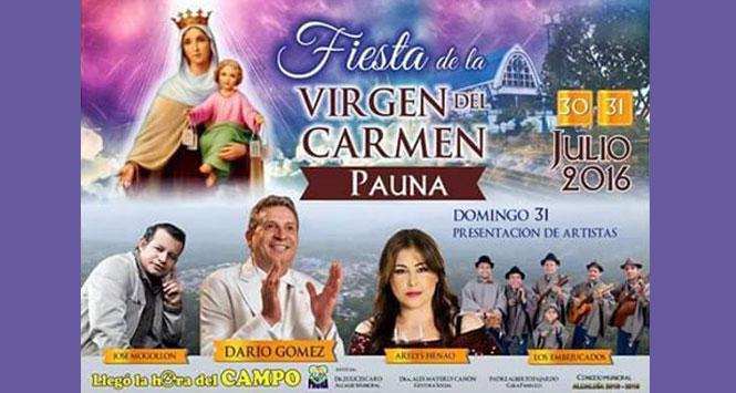 Fiesta de la Virgen del Carmen 2016 en Pauna, Boyacá