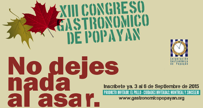 Programación Congreso Gastronómico 2015 en Popayán