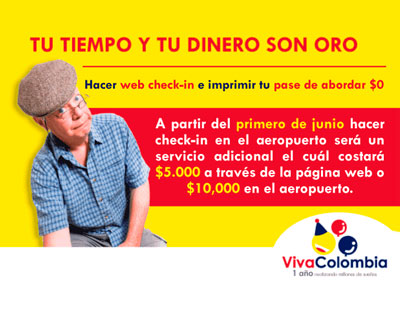 Viva Colombia cobrará check-in en el aeropuerto Viva Colombia cobrará check-in en el aeropuerto