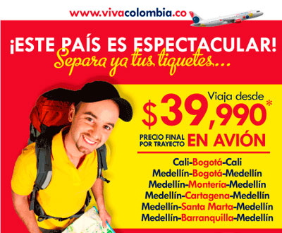 Precios de locura en VivaColombia del 26 al 28 de febrero Precios de locura en VivaColombia del 26 al 28 de febrero