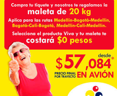 Compra en VivaColombia y lleva gratis tu maleta de 20kg Compra en VivaColombia y lleva gratis tu maleta de 20kg
