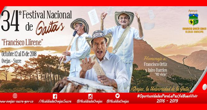 Festival Nacional de Gaitas Francisco Llirene 2018 en Ovejas, Sucre